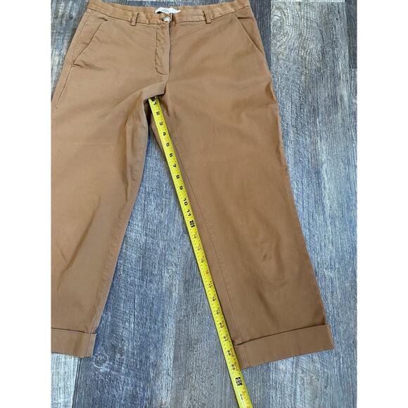 0039 ITALY Womens Pants Size Small Stretch Tan Brown Cropped Capri Quiet Luxury - Picture 13 of 14